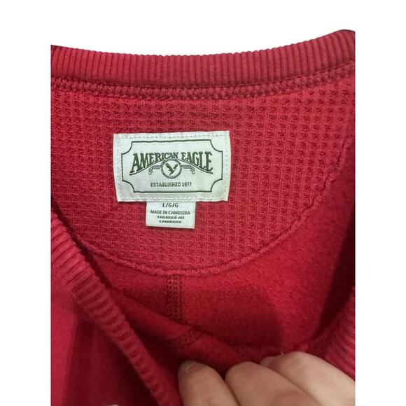 American Eagle Women's Red Oversized Fleece Graphic Crew Neck Sweatshirt Size L - Picture 5 of 6